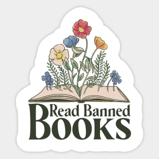 Wildflowers Coming Out of Book Design Sticker